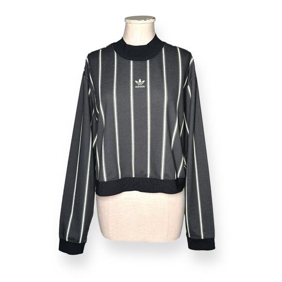 ADIDAS Special Edition Sweatshirt Sweater Crop Top Mint Green Striped Active XL - Picture 3 of 13